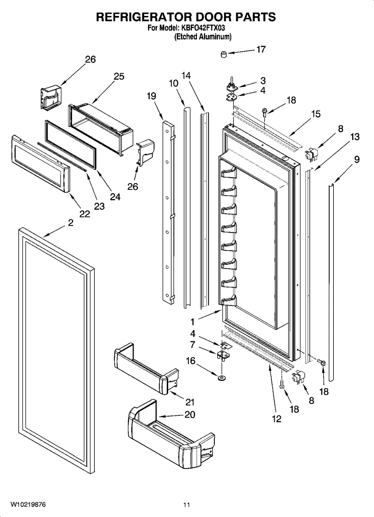 Diagram: Refrigerator Door Parts - see part 10