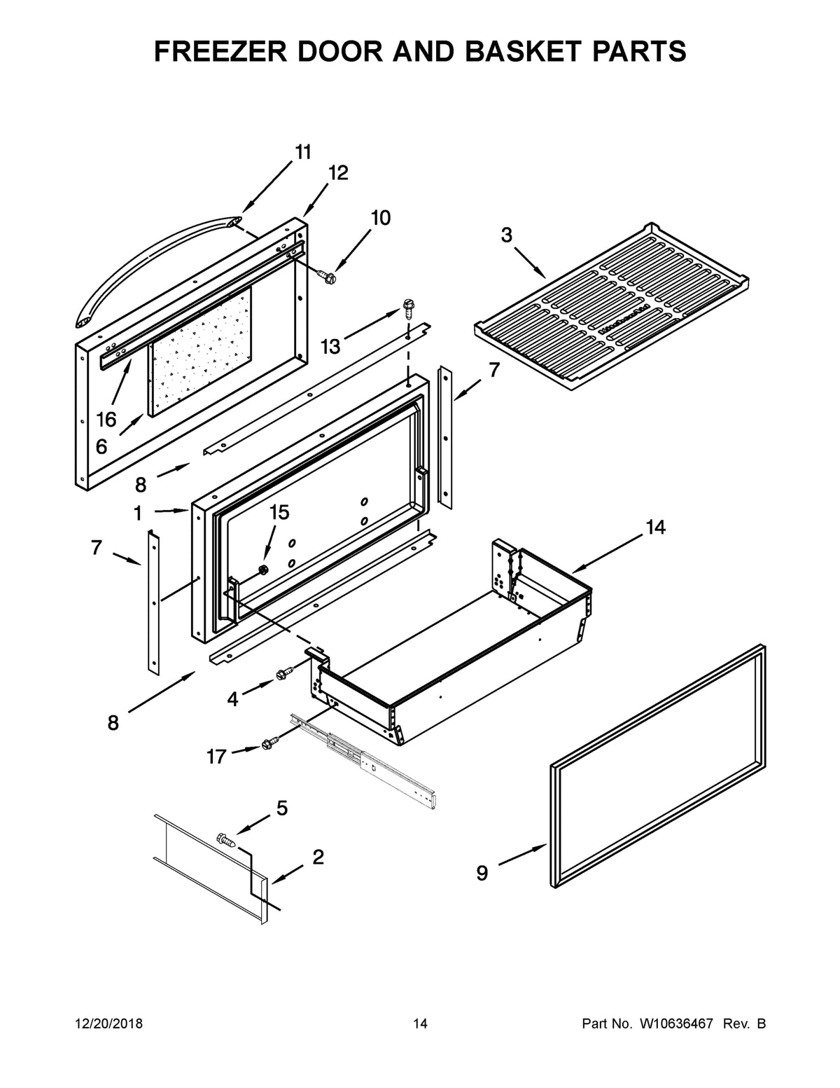 Diagram: Freezer Door And Basket Parts - see part 6