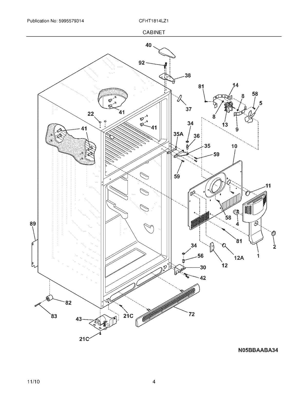 Diagram: Cabinet - see part 38