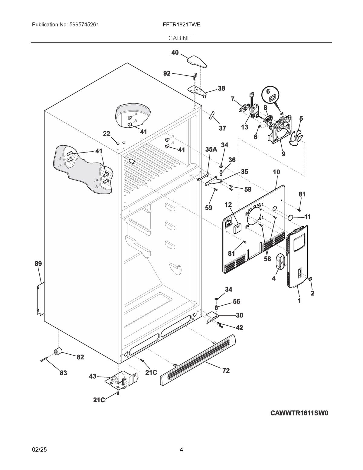 Diagram: Cabinet - see part 13