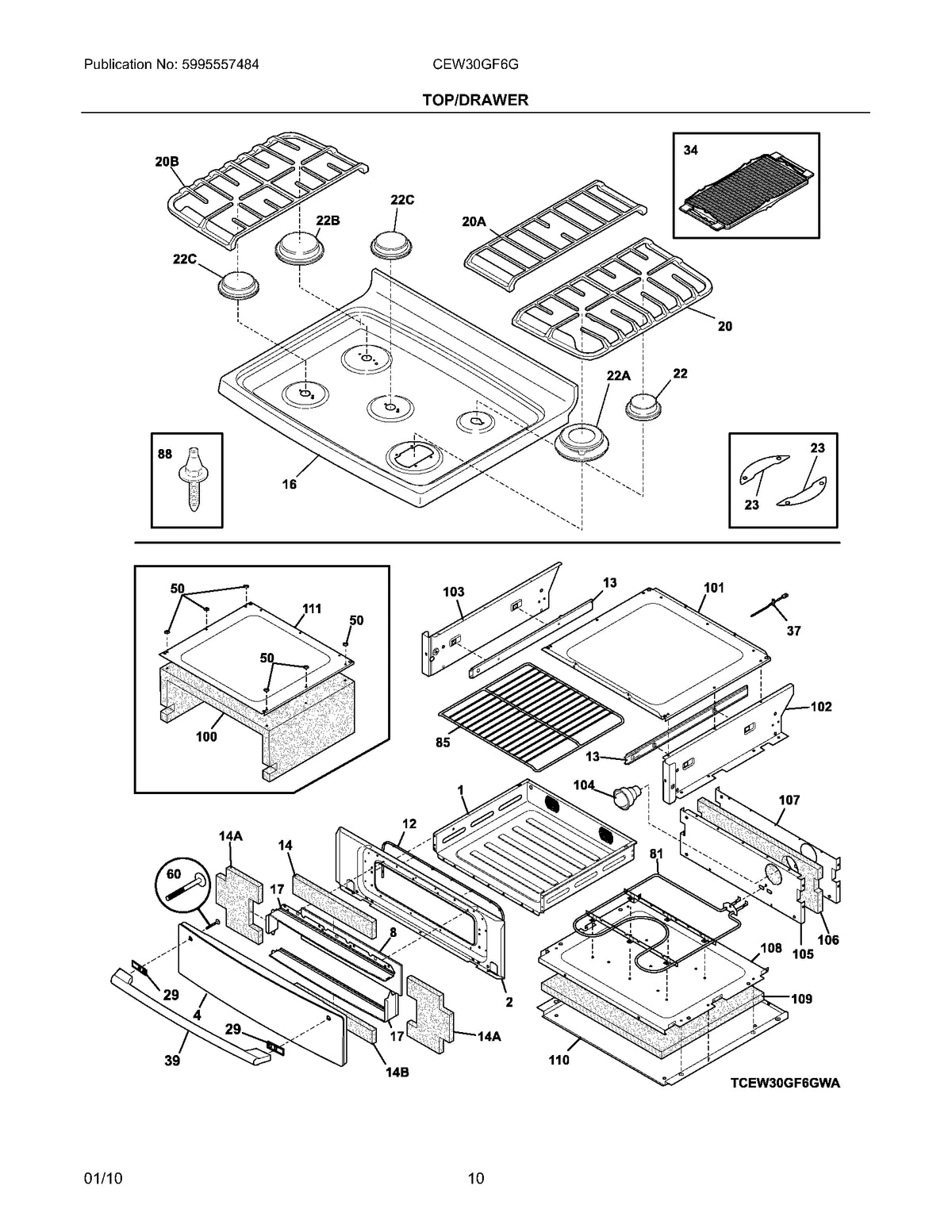 Diagram: Top/Drawer - see part 8