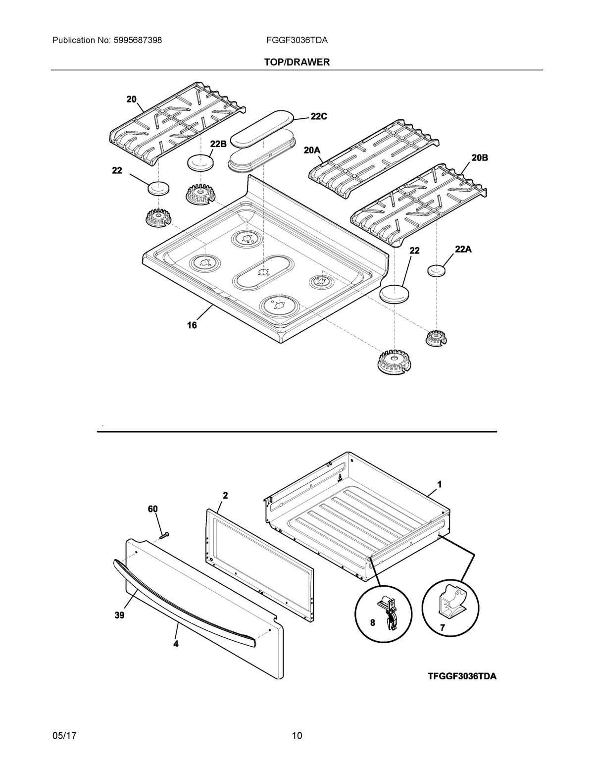 Diagram: Top/Drawer - see part 39