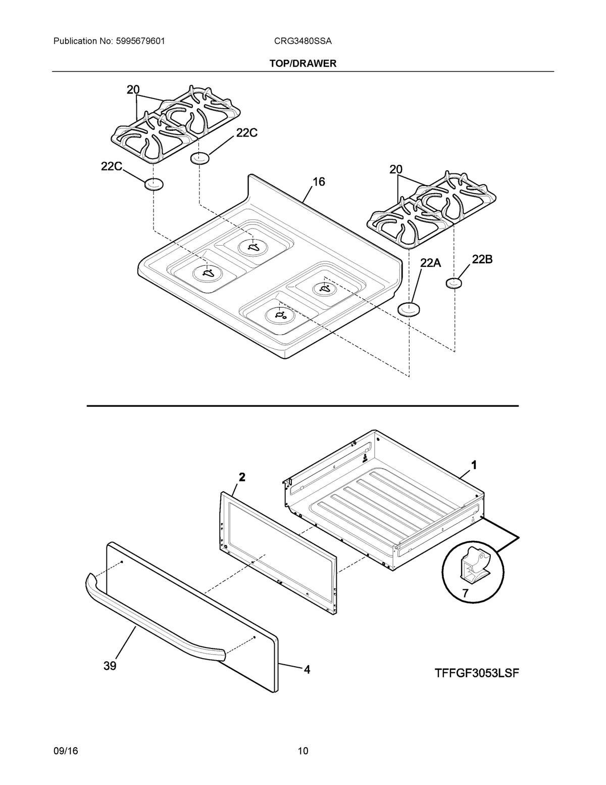 Diagram: Top/Drawer - see part 39