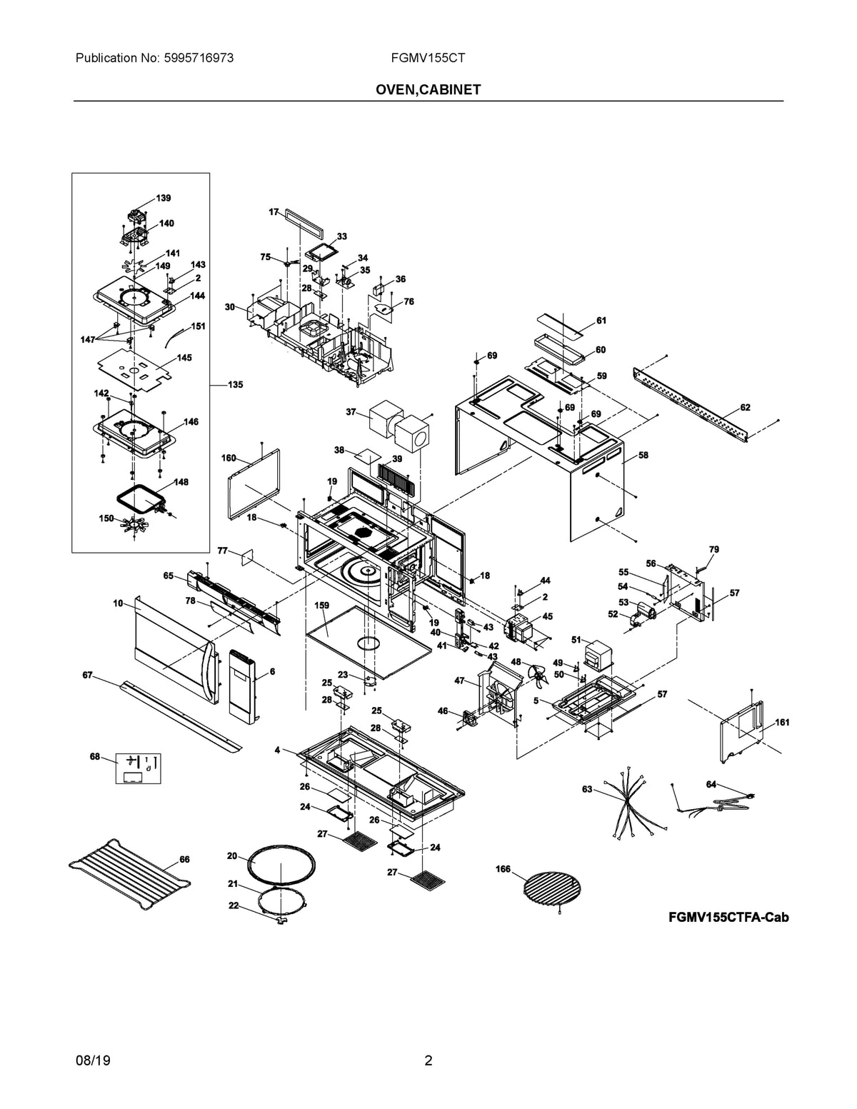 Diagram: Oven,Cabinet - see part 139