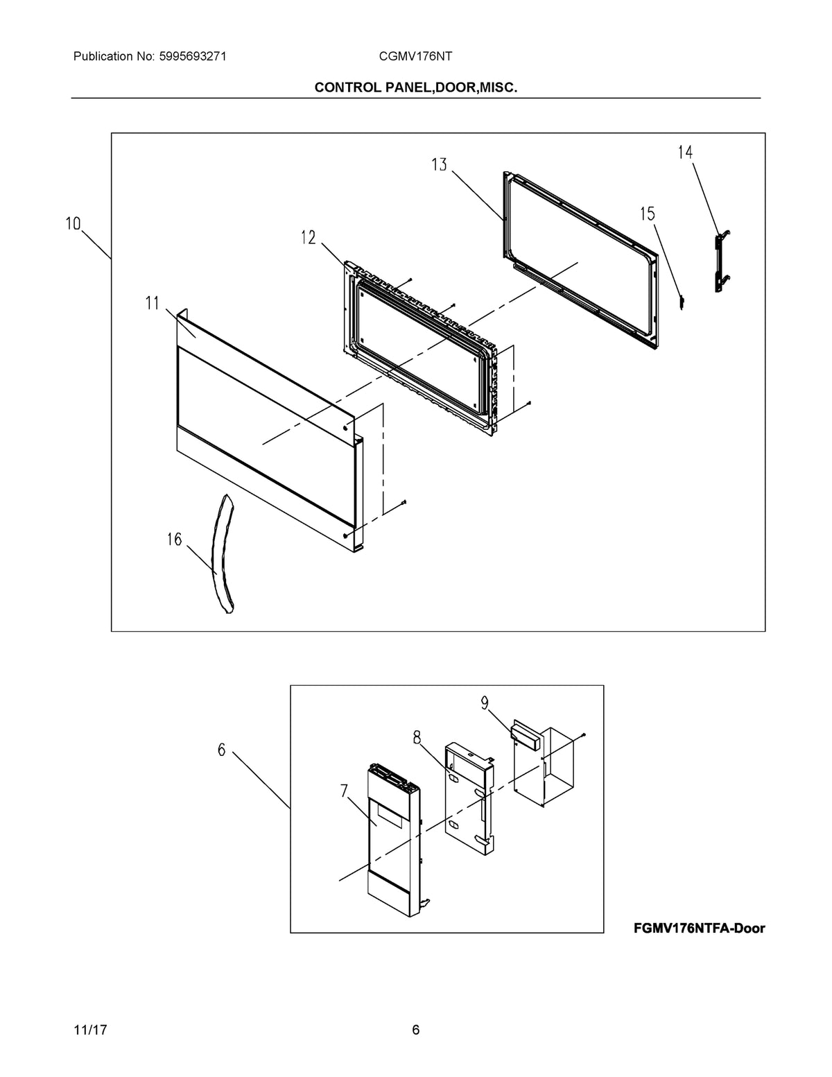 Diagram: Control Panel, Door, Misc. - see part 13