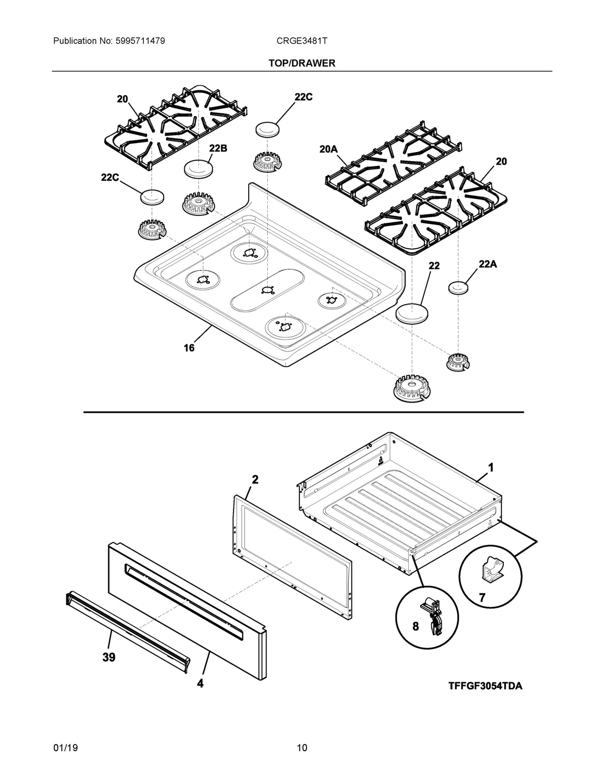 Diagram: Top/Drawer - see part 4