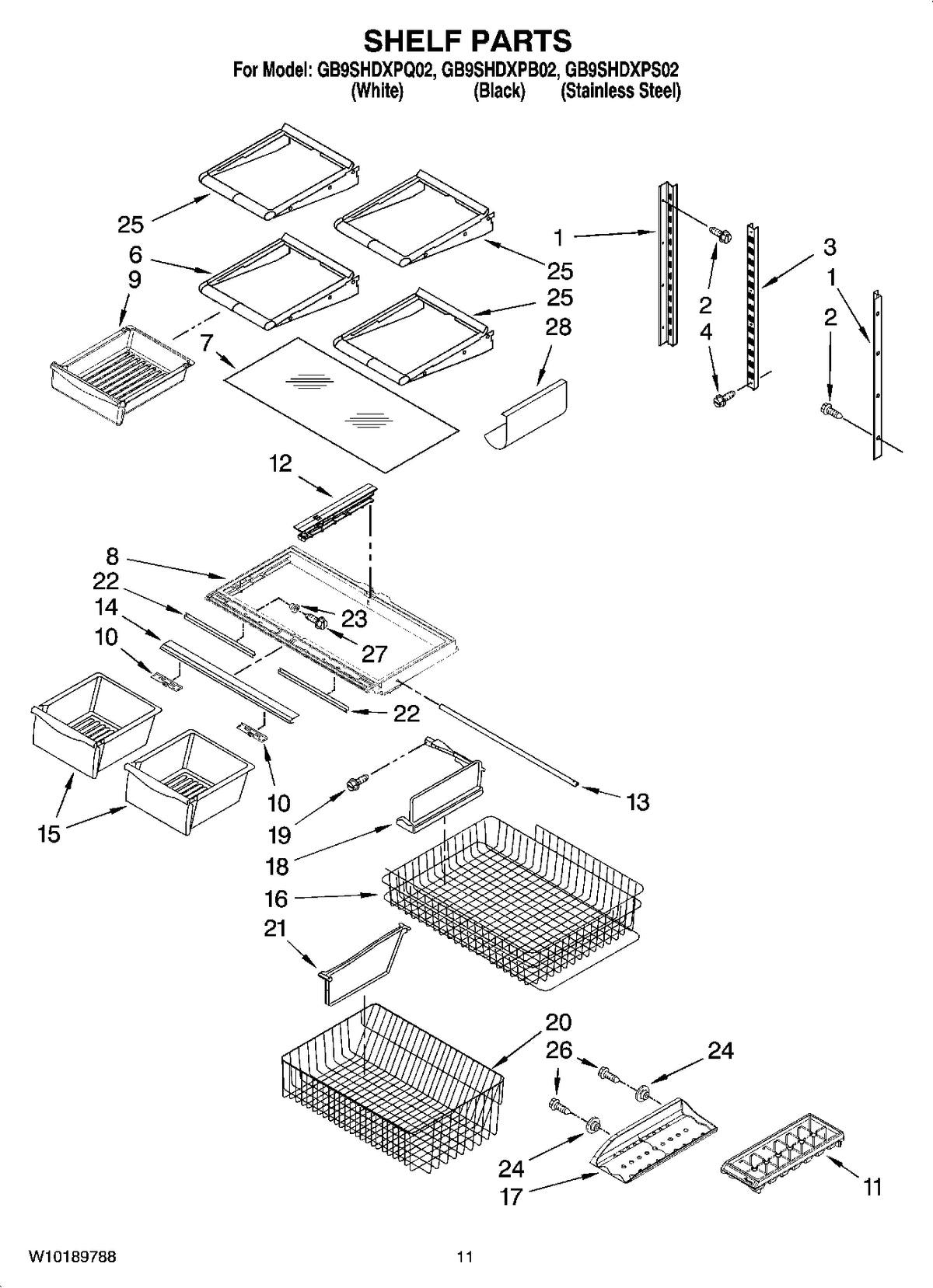 Diagram: Shelf Parts - see part 27