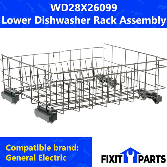 WD28X34744 WD28X26099 Dishwasher Lower Dishrack Assembly