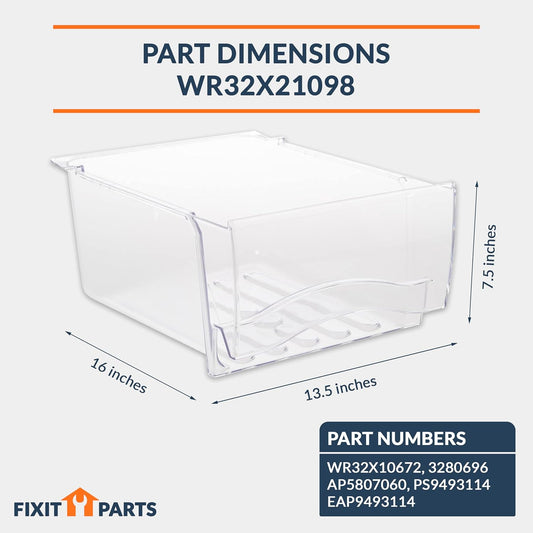 WR32X21098 Crisper Drawer Assembly SET OF 2 Crockery Baskets