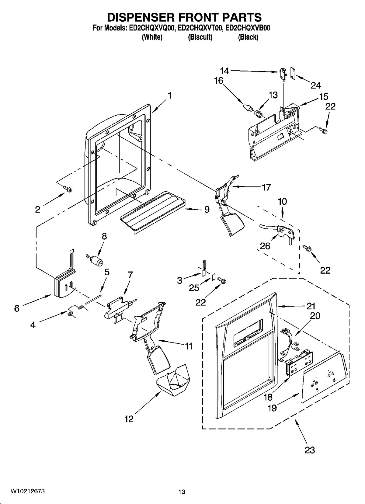 Diagram: Dispenser Front Parts - see part 11