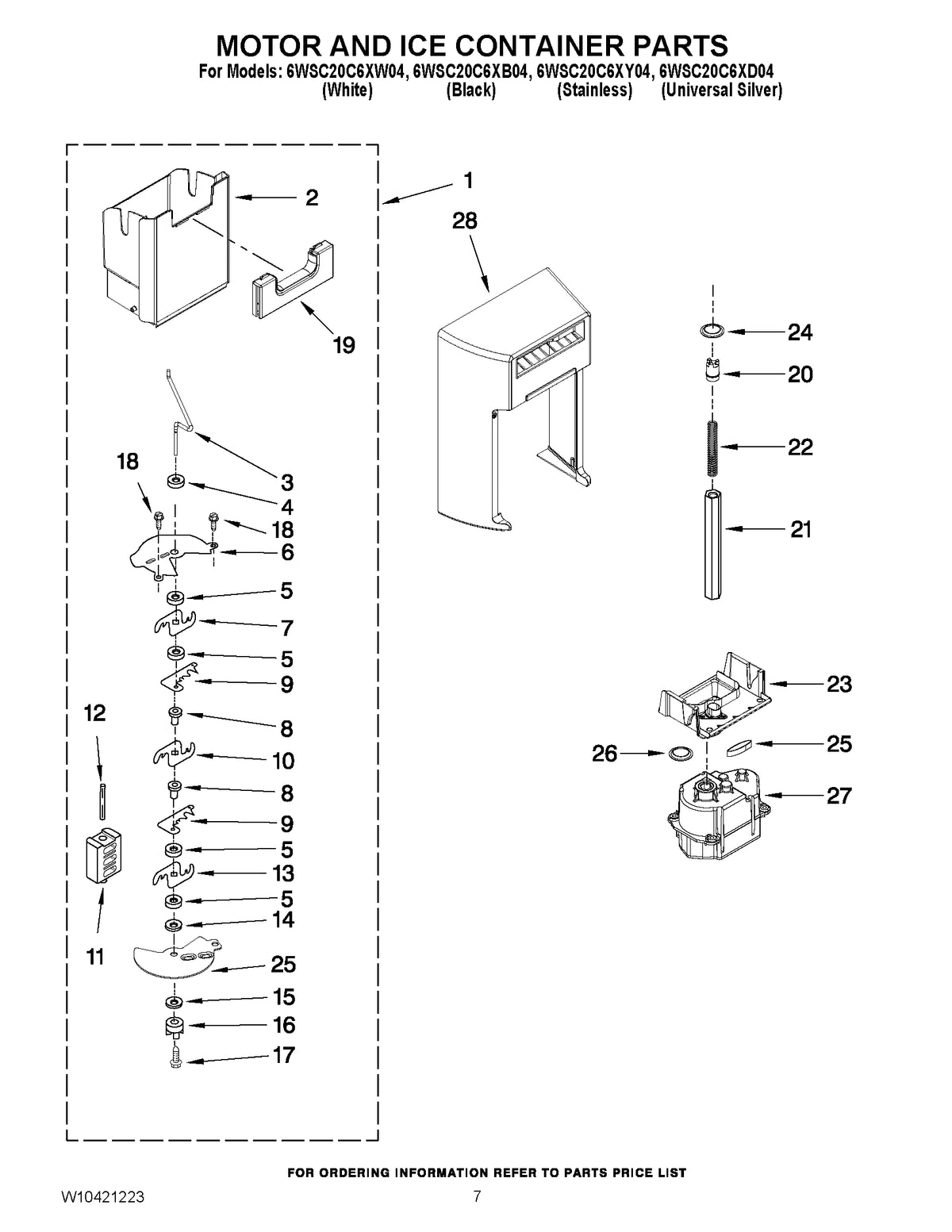 Diagram: Motor And Ice Container Parts - see part 12