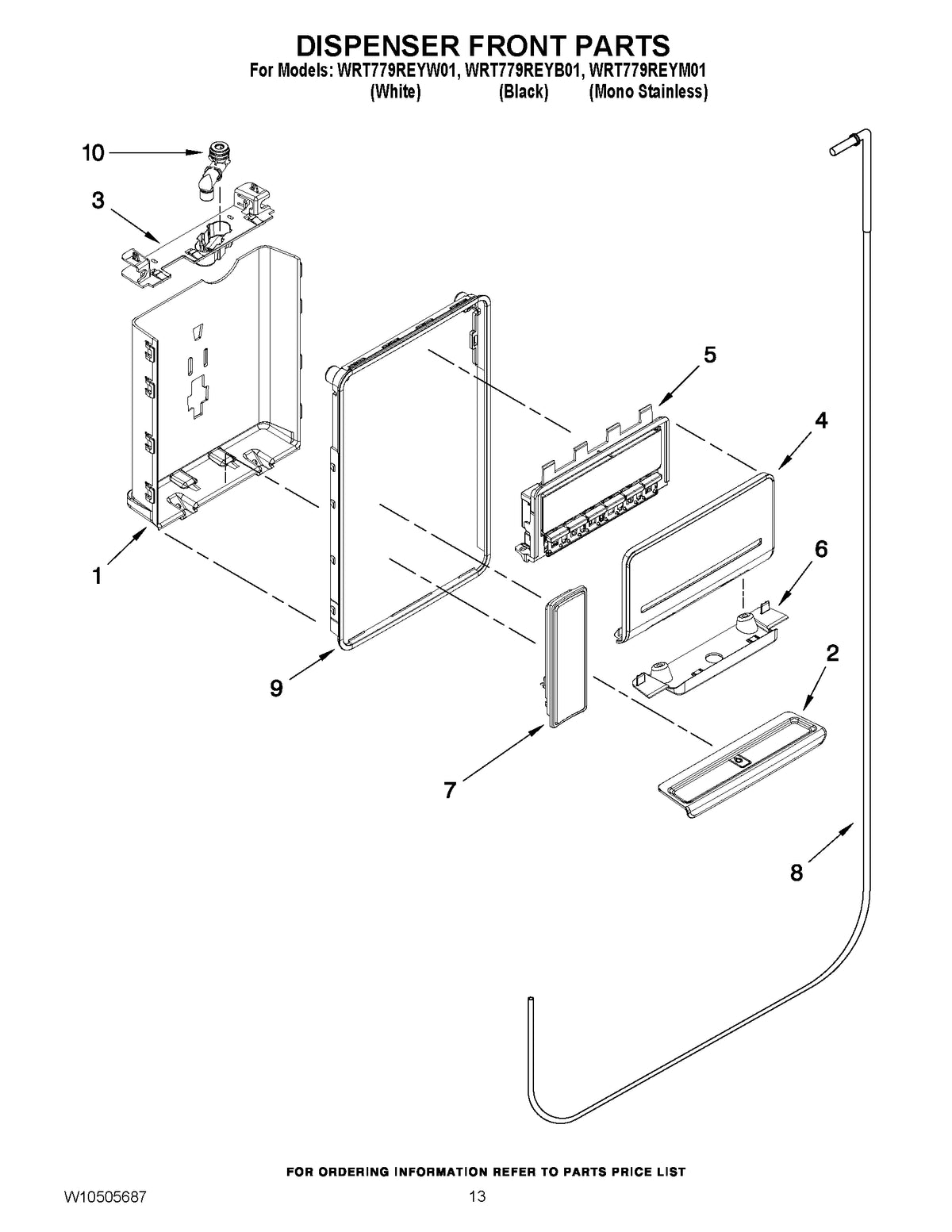 Diagram: Dispenser Front Parts - see part 7