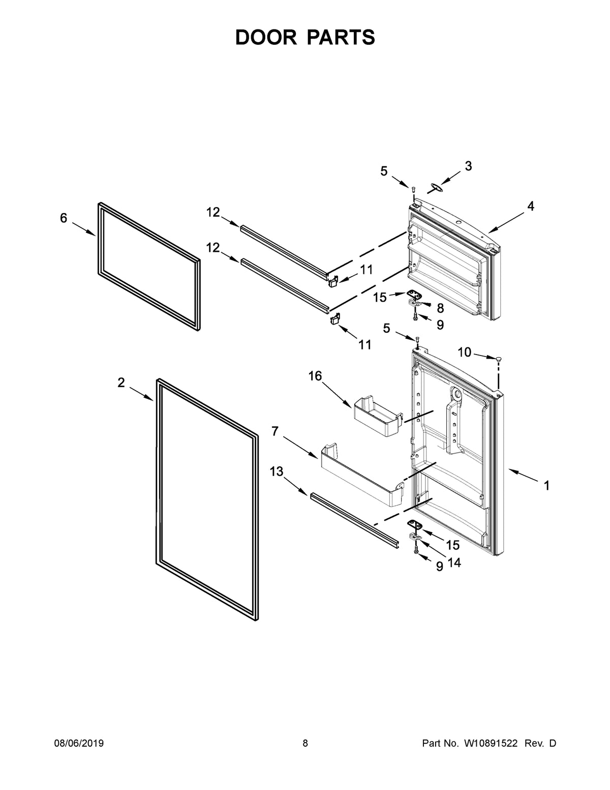 Diagram: Door Parts - see part 14