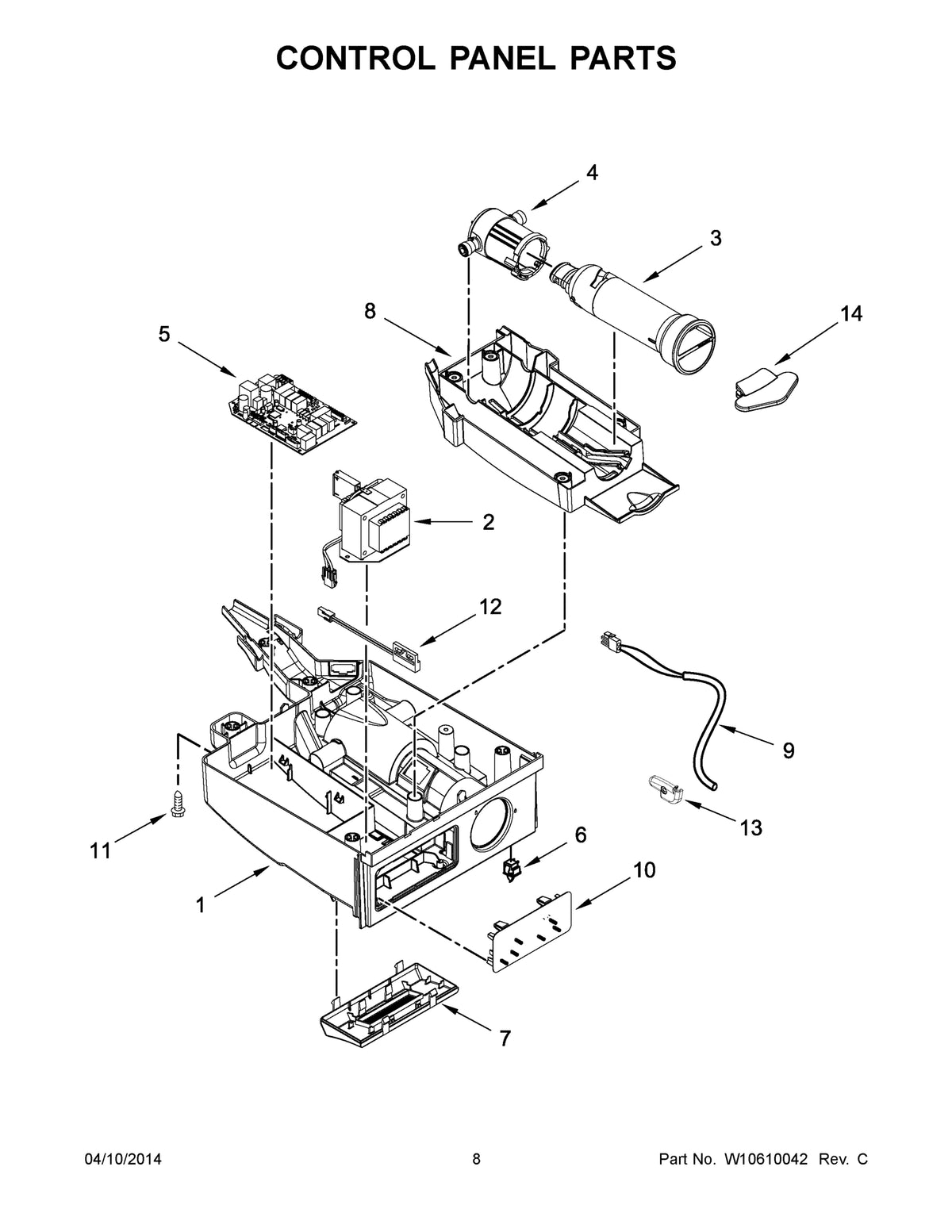 Diagram: Control Panel Parts - see part 7