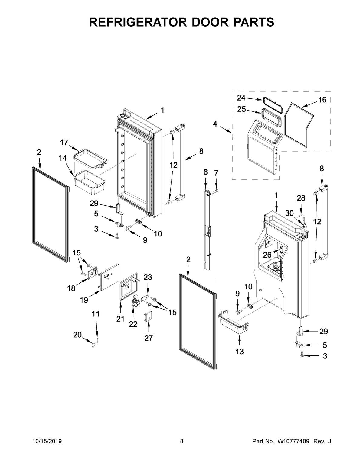 Diagram: Refrigerator Door Parts - see part 22