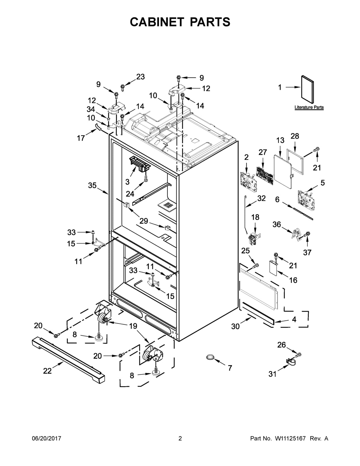 Diagram: Cabinet Parts - see part 11