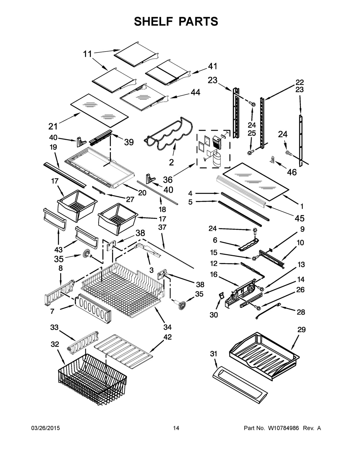 Diagram: Shelf Parts - see part 2