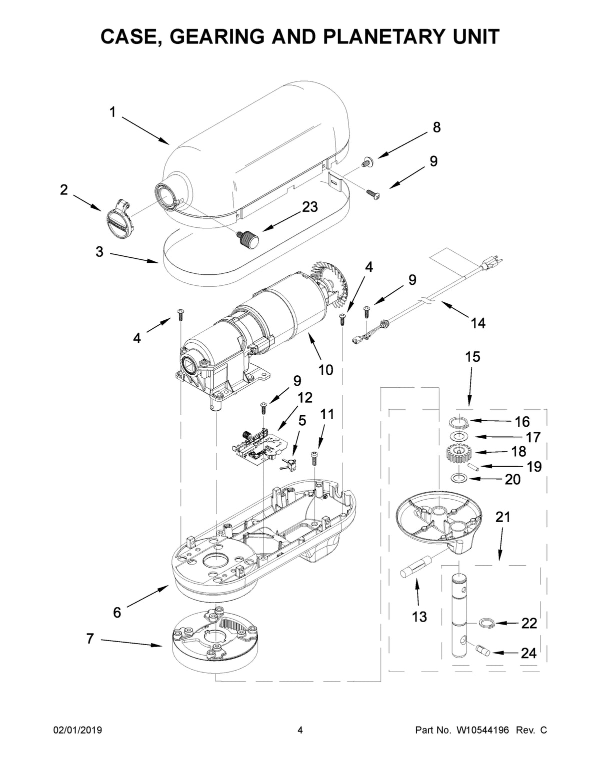 Diagram: Case, Gearing And Planetary Unit - see part 14