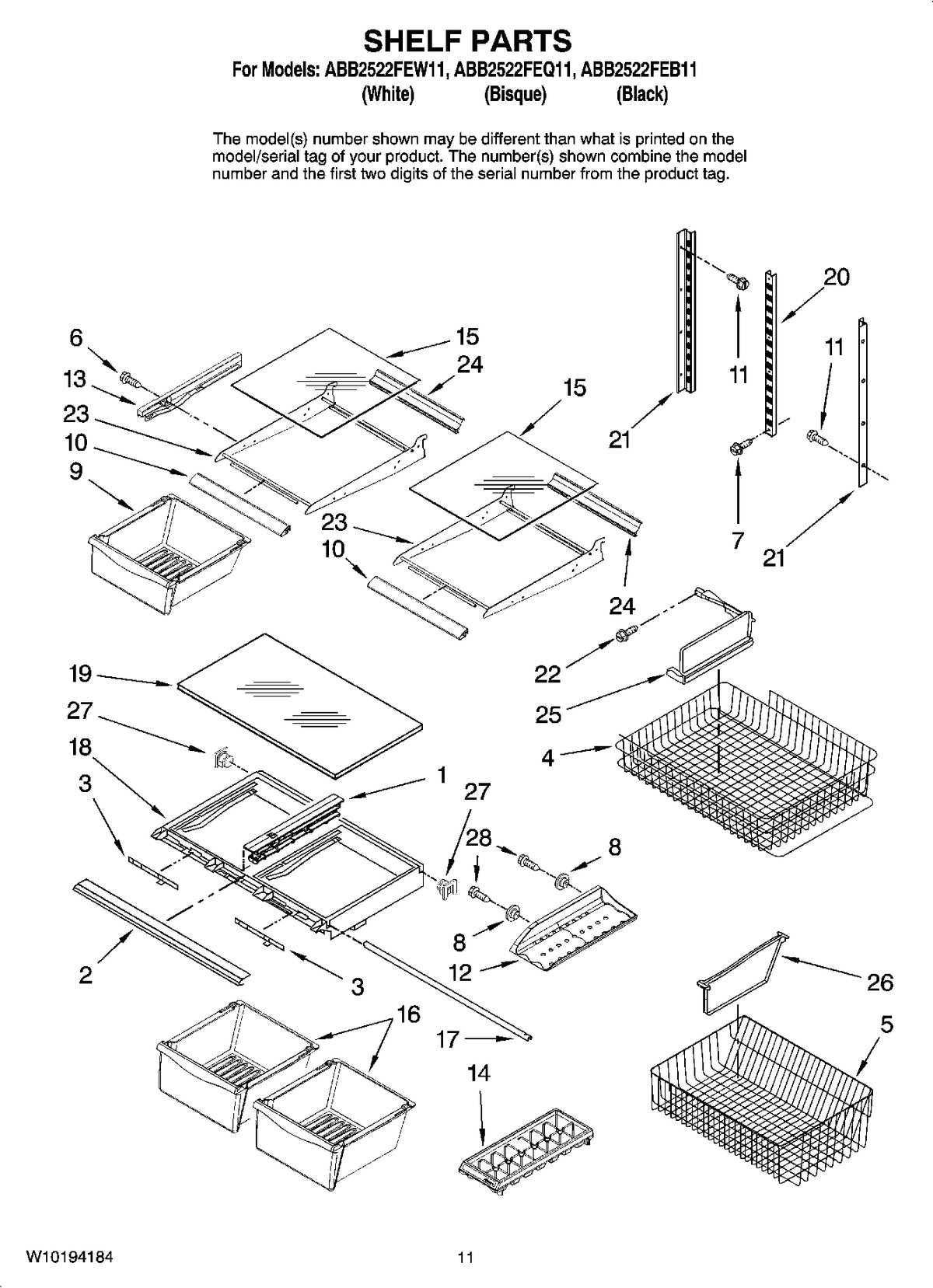 Diagram: Shelf Parts - see part 27