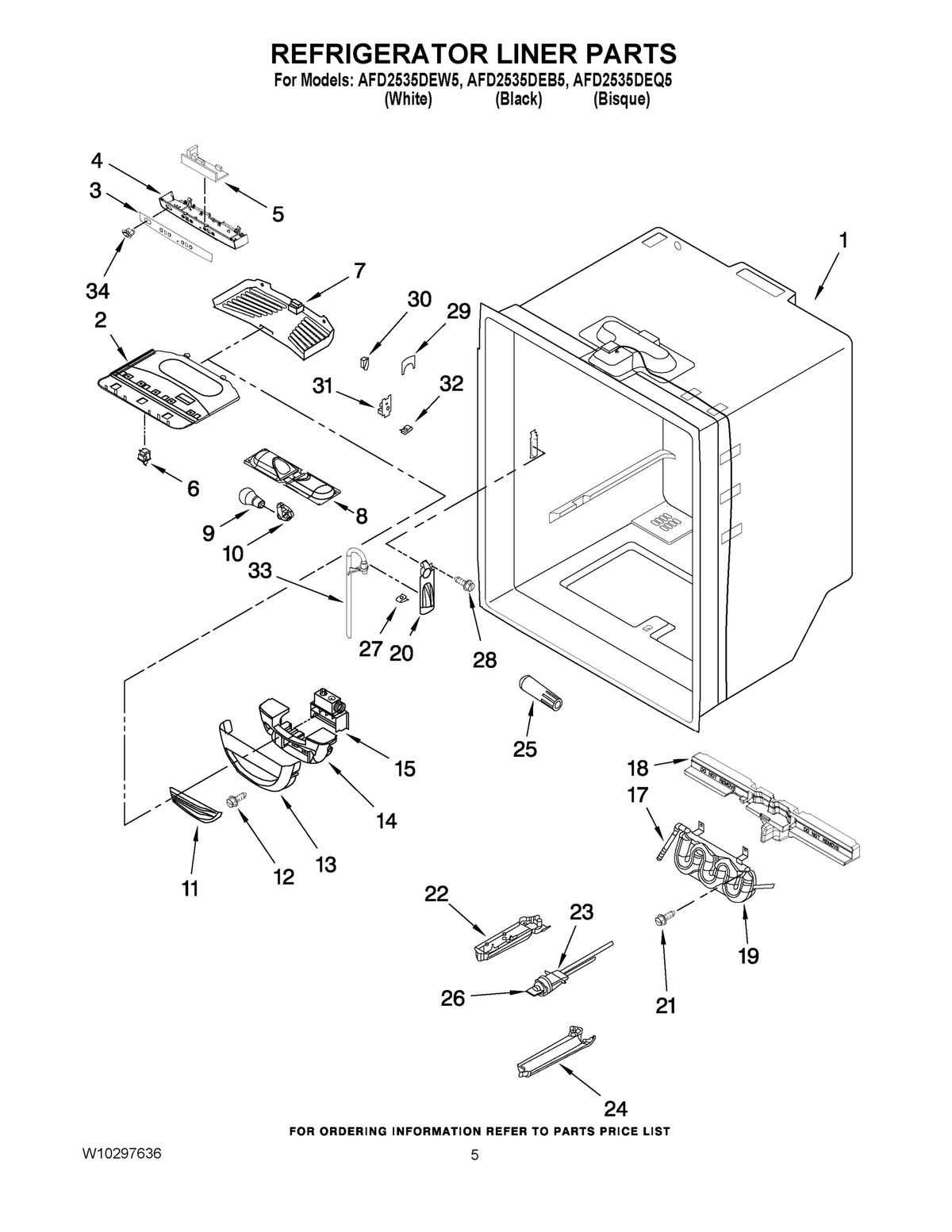 Diagram: Refrigerator Liner Parts - see part 31