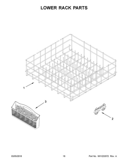 W11783703 Whirlpool Lower Dishrack Assembly