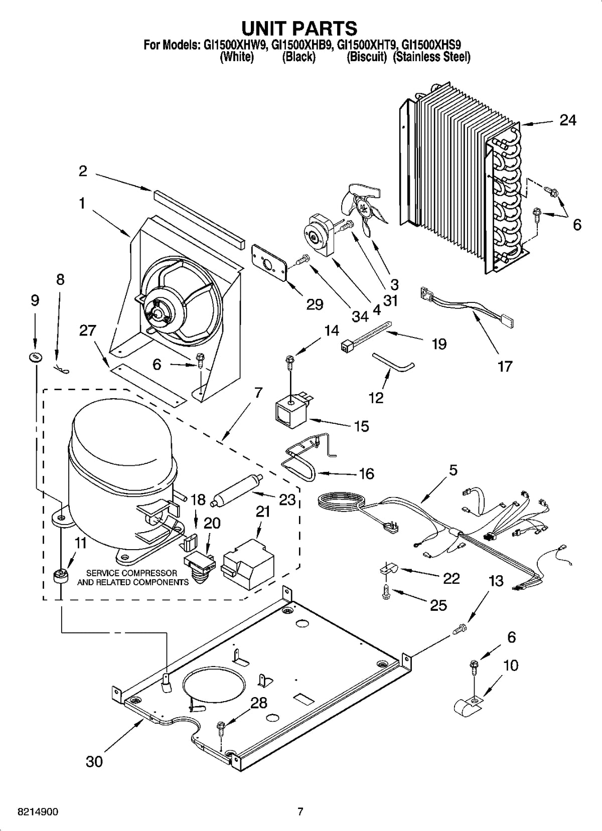 Diagram: Unit Parts, Optional Parts - see part 2