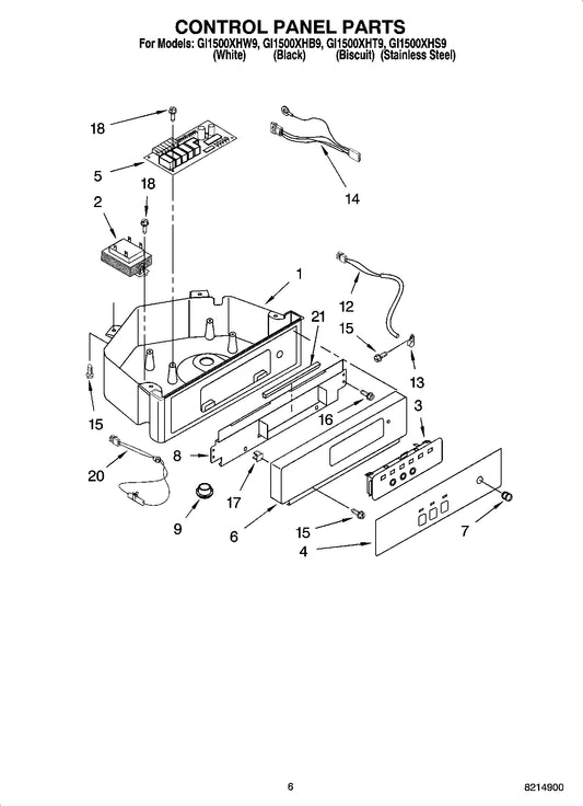 Diagram: Control Panel Parts - see part 13