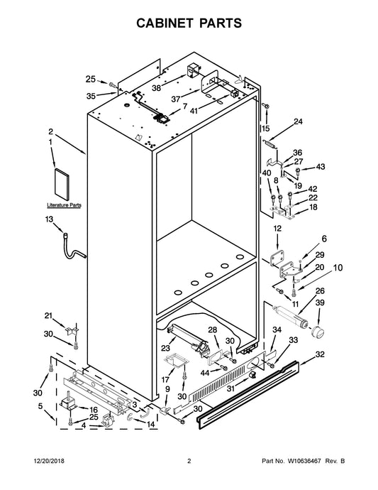 Diagram: Cabinet Parts - see part 7