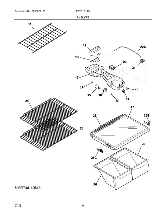 Diagram: Shelves - see part 15
