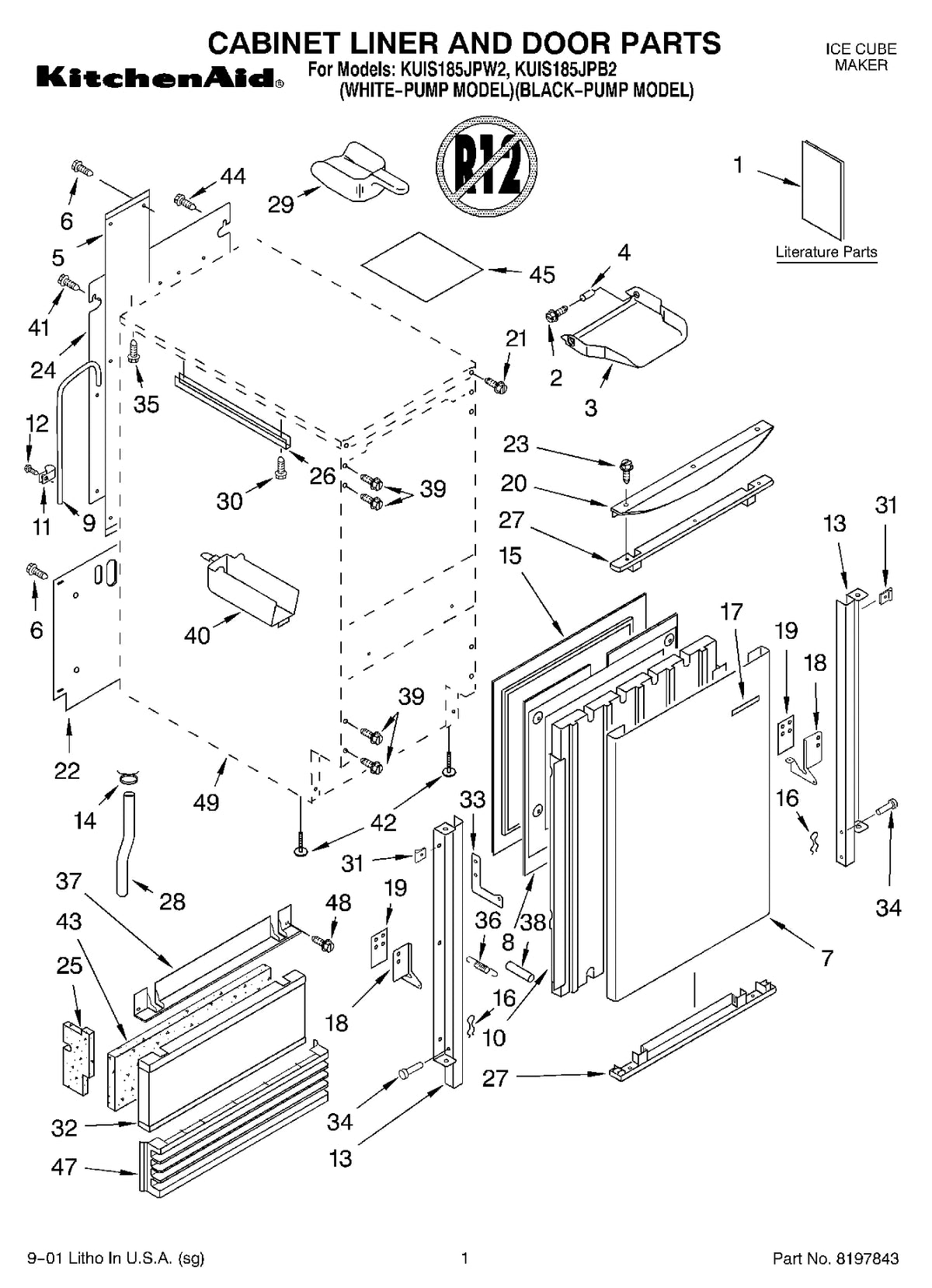 Diagram: Cabinet Liner And Door, Literature - see part 37