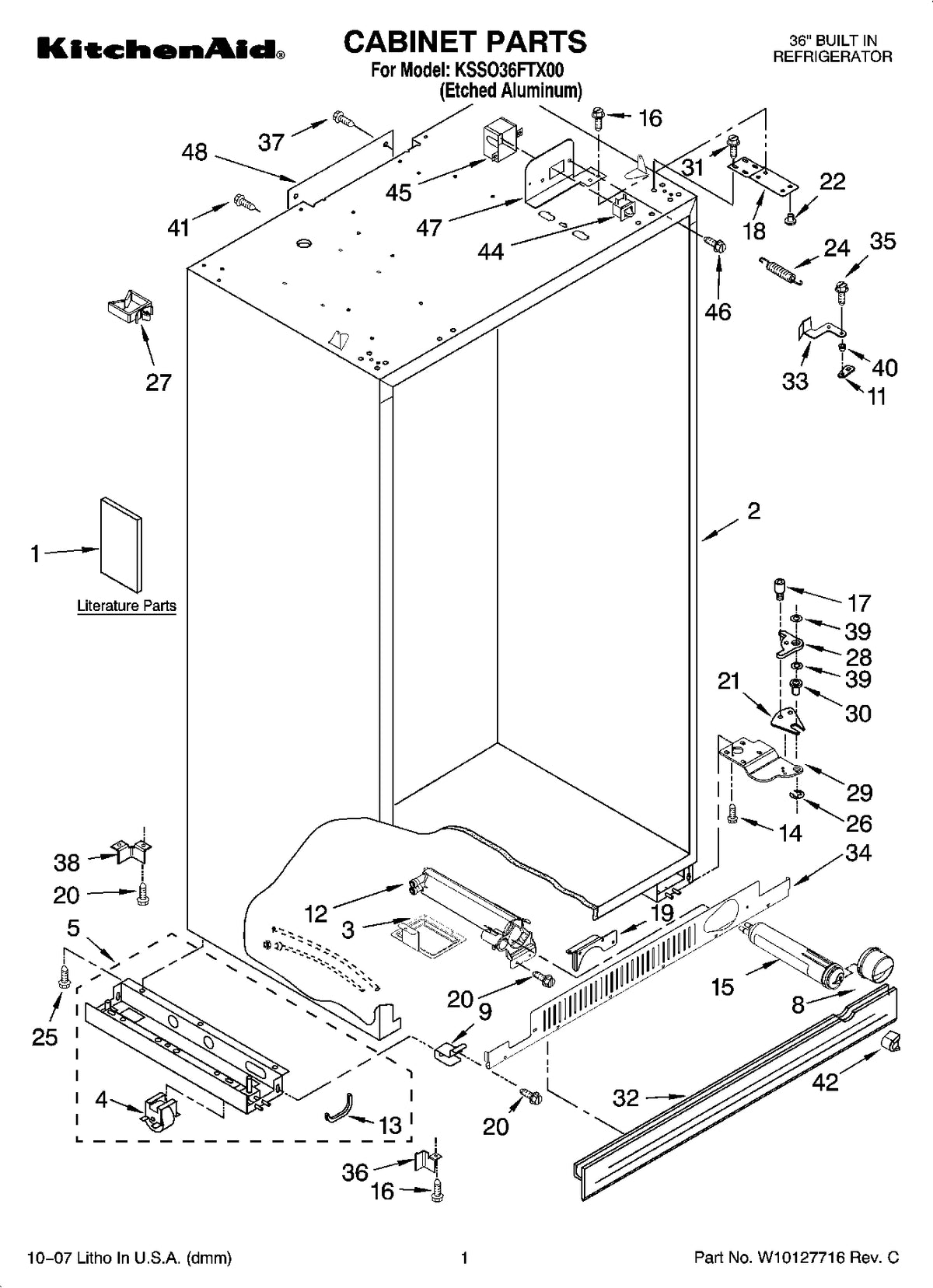 Diagram: Cabinet Parts - see part 18