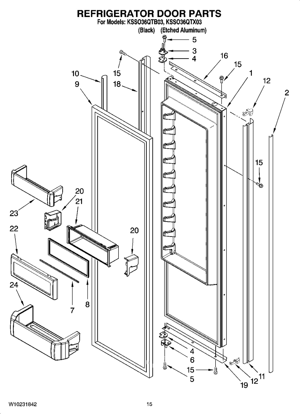 Diagram: Refrigerator Door Parts - see part 6