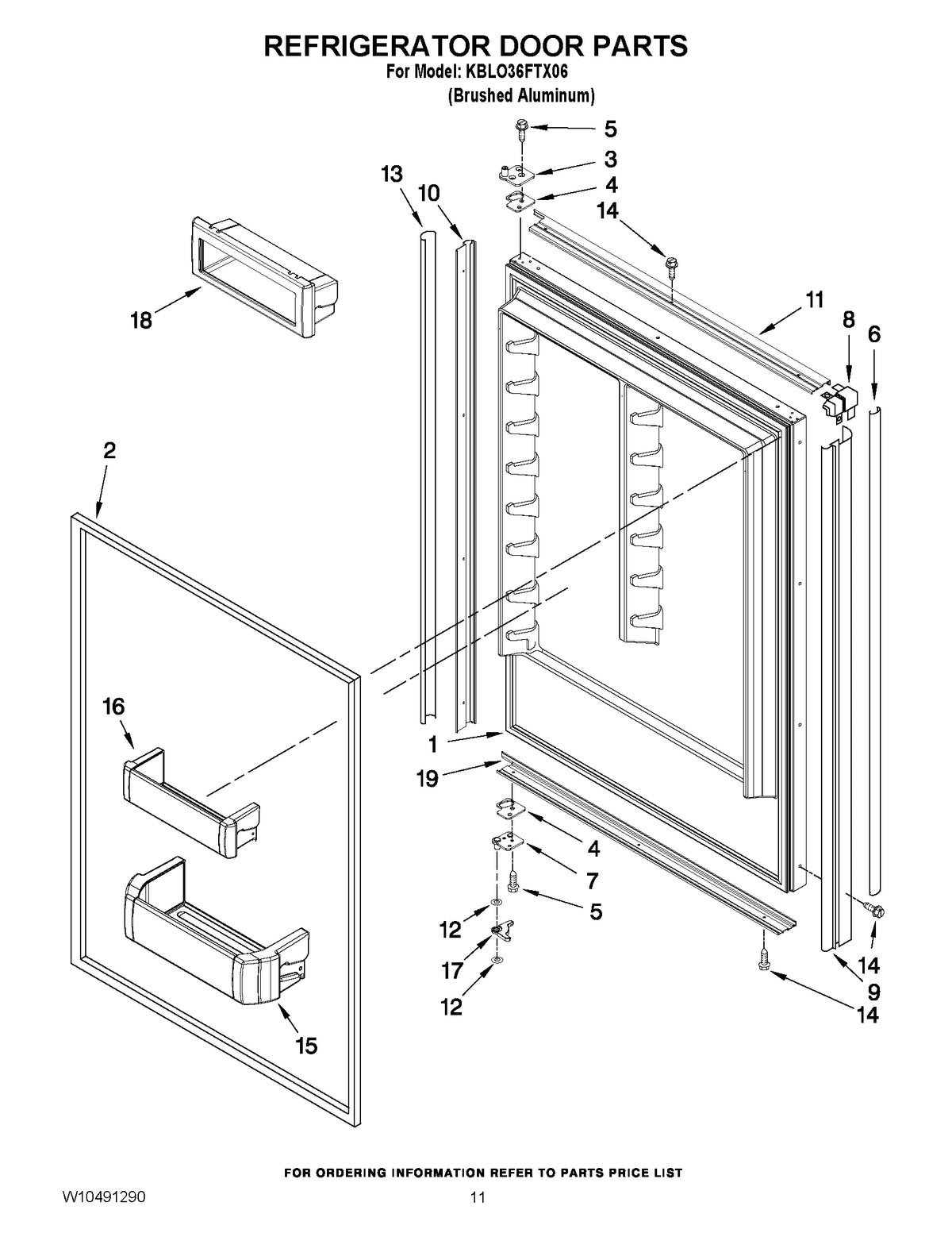Diagram: Refrigerator Door Parts - see part 3