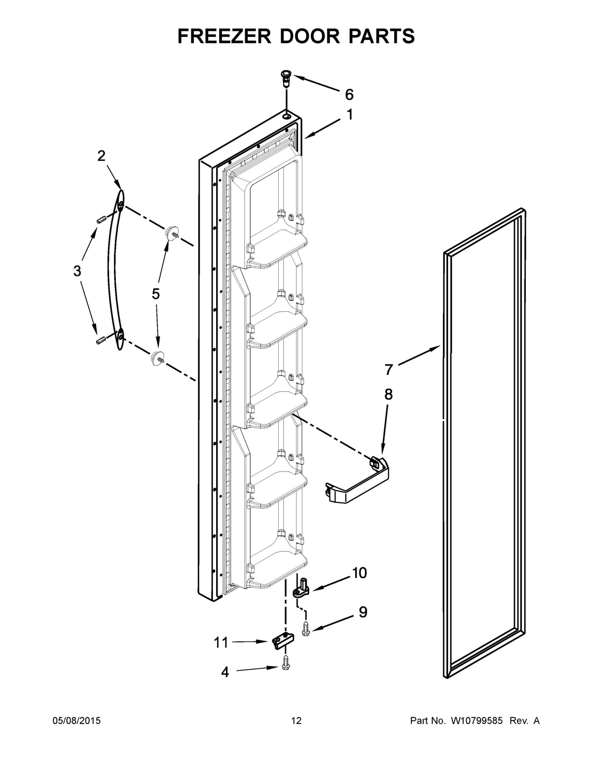 Diagram: Freezer Door Parts - see part 11
