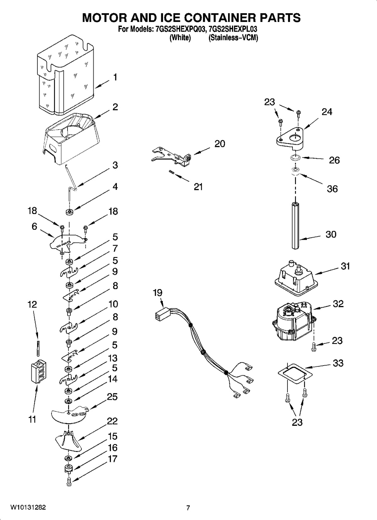 Diagram: Motor And Ice Container Parts - see part 11