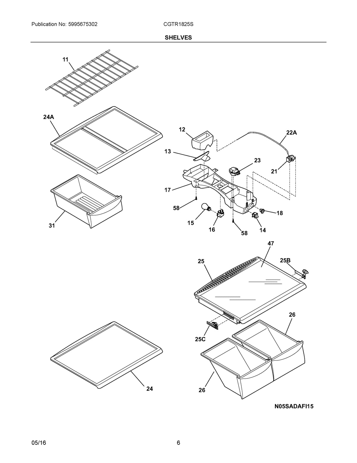 Diagram: Shelves - see part 22A