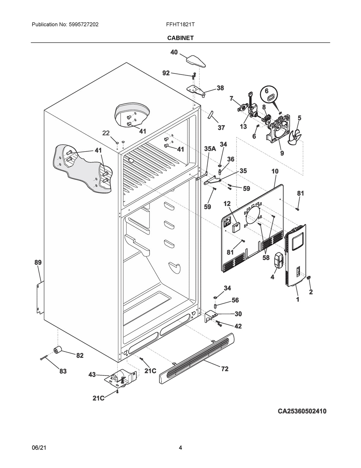 Diagram: Cabinet - see part NIA