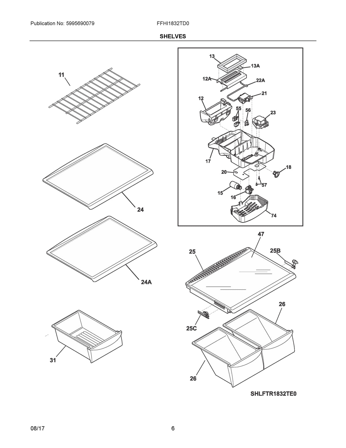 Diagram: Shelves - see part 21