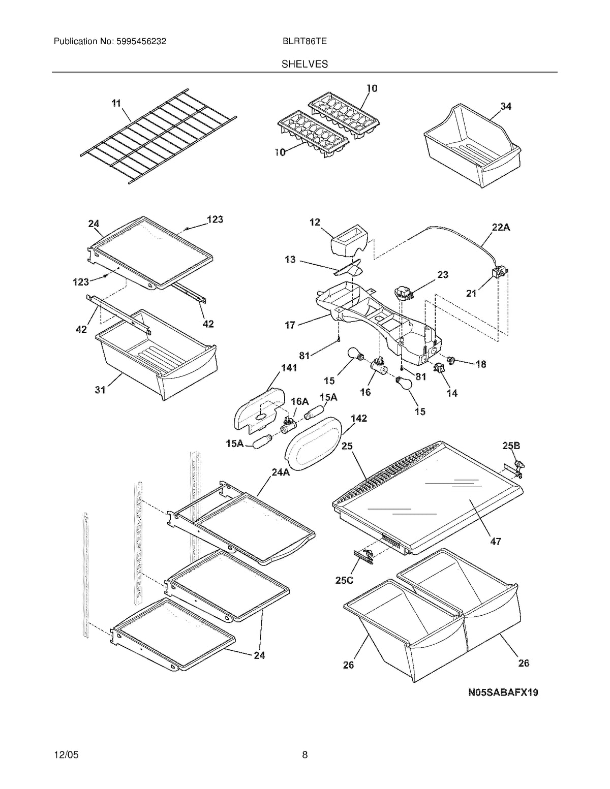 Diagram: Shelves - see part 25C