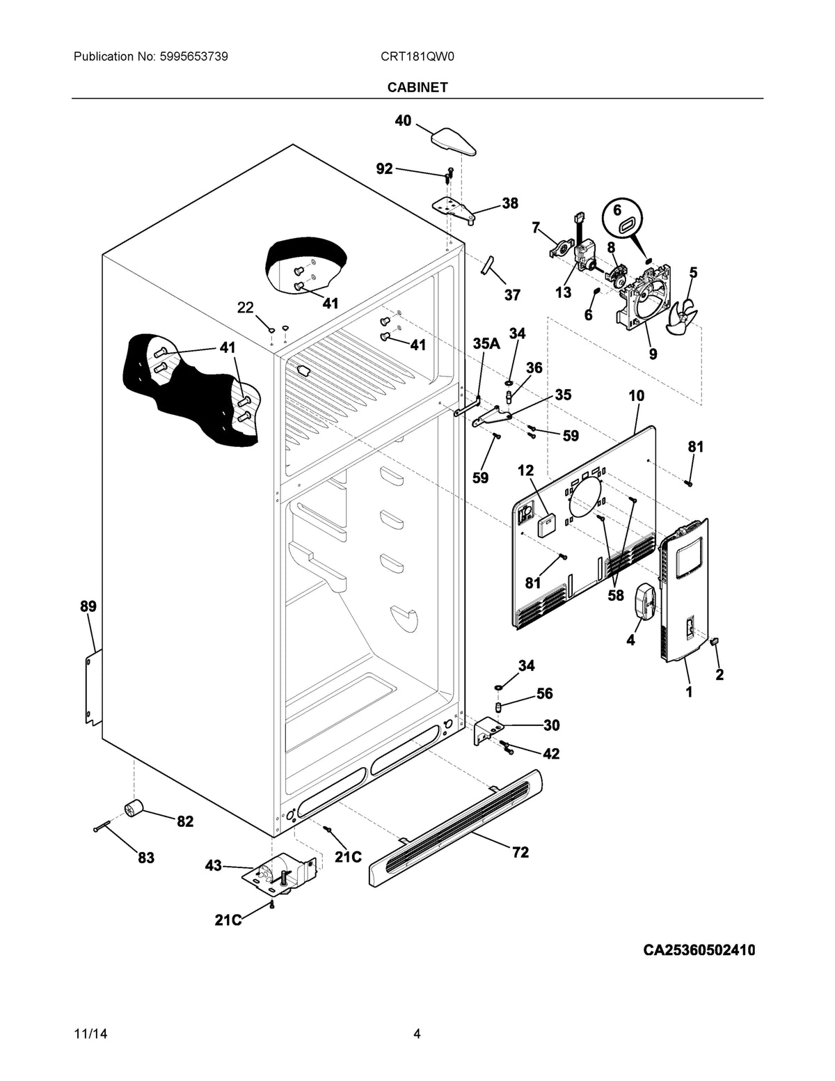 Diagram: Cabinet - see part NIC