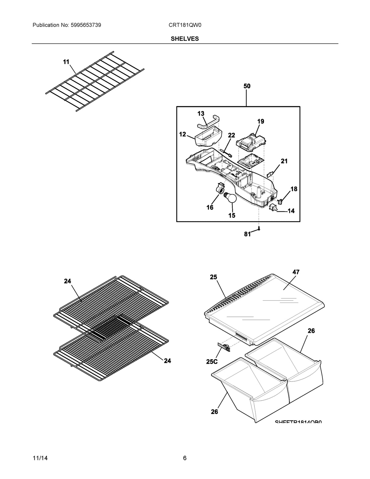Diagram: Shelves - see part 13