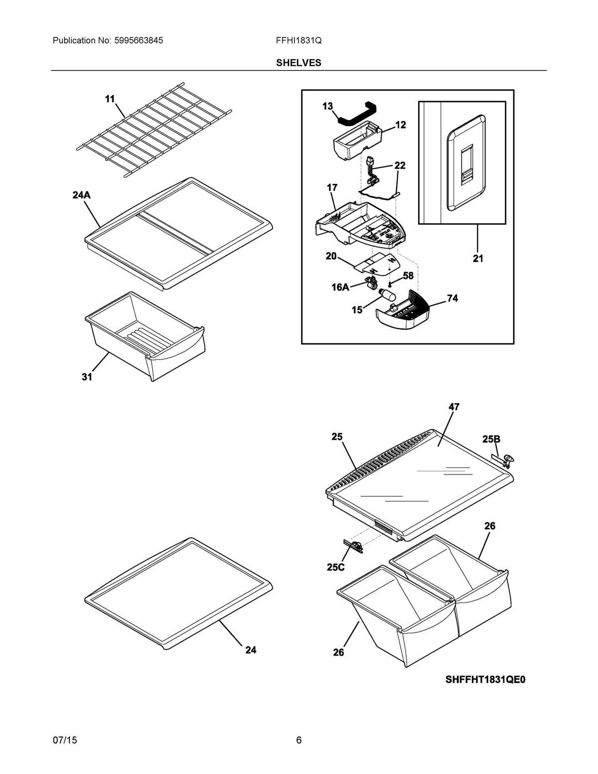 Diagram: Shelves - see part 21