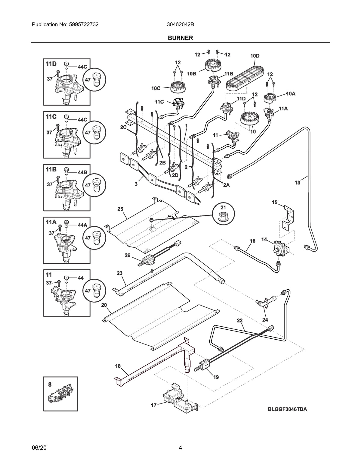 Diagram: Burner - see part NIA