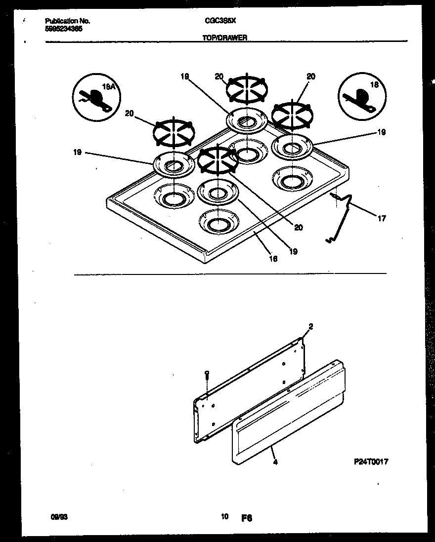 Diagram: Cooktop And Drawer Parts - see part 20