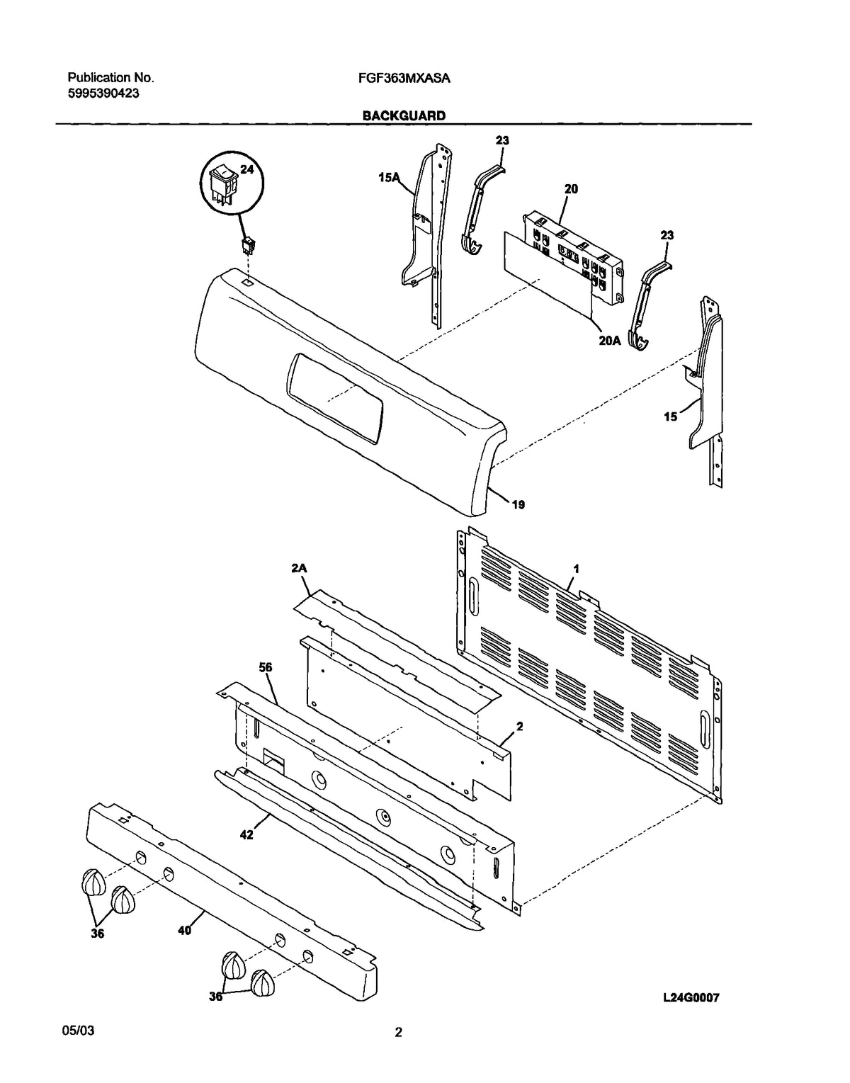 Diagram: Backguard - see part 20A