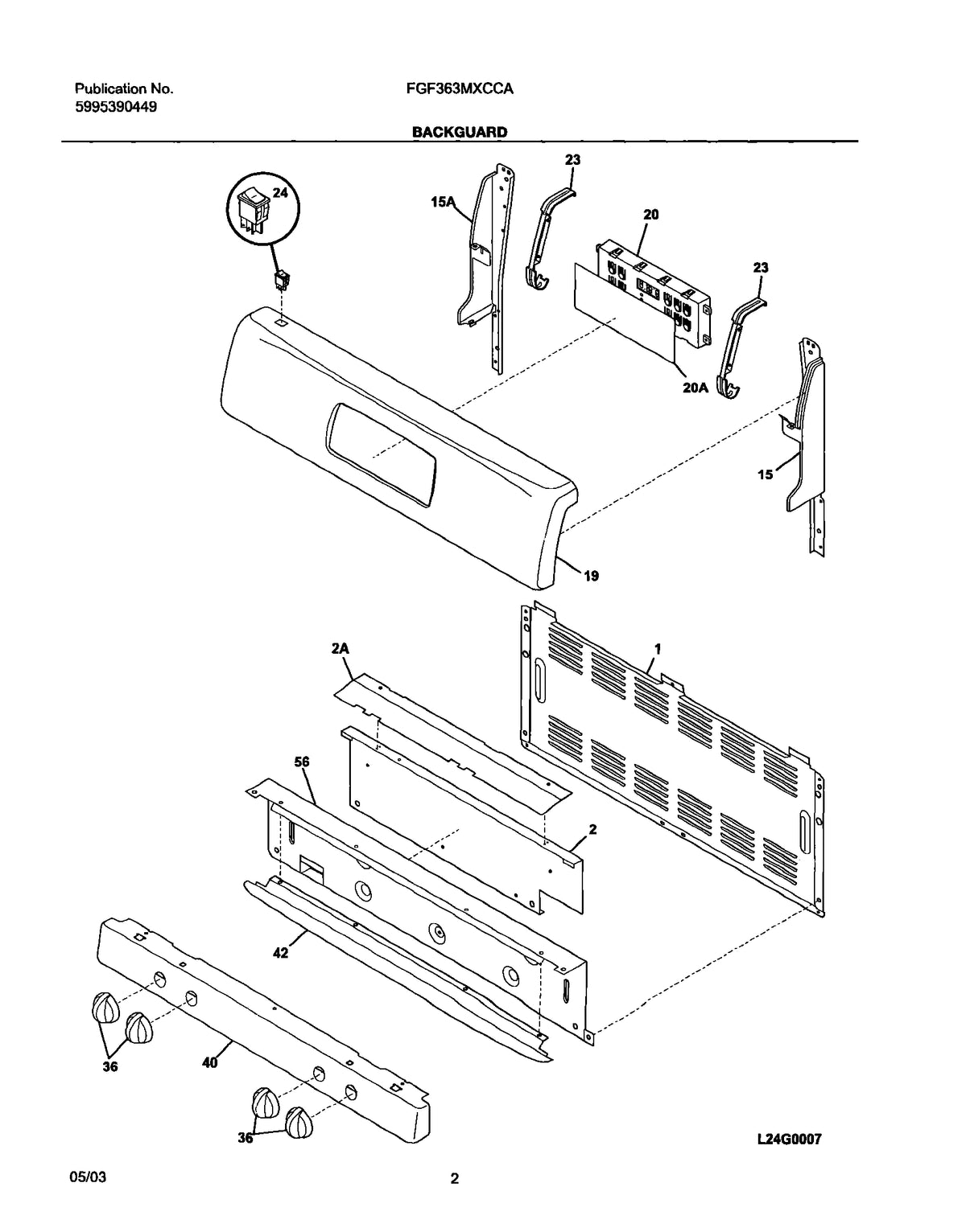 Diagram: Backguard - see part 20A