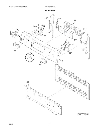 Diagram: Backguard - see part 54B#