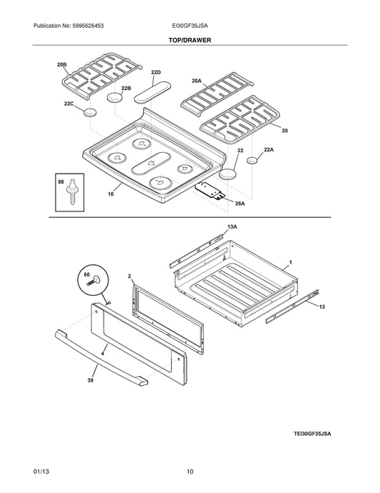 Diagram: Top/Drawer - see part 39