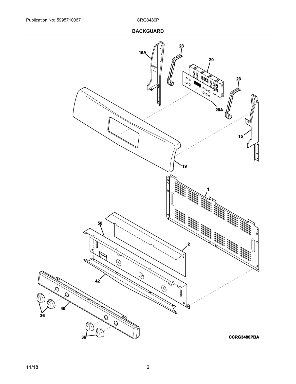 Diagram: Backguard - see part 42
