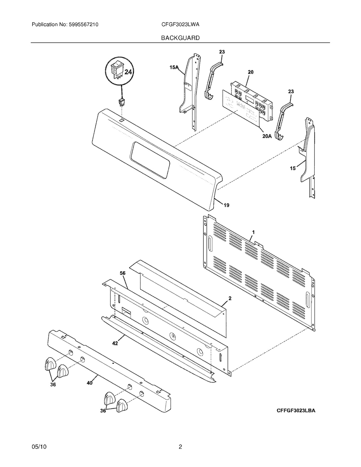 Diagram: Backguard - see part 20A